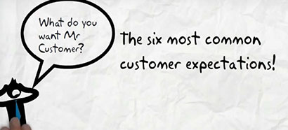 A message saying the six most common customer expectation.